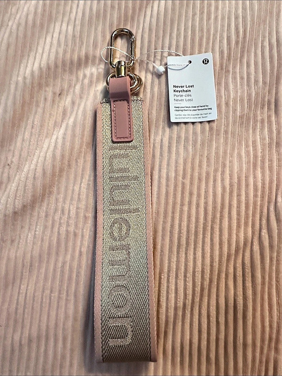 lululemon athletica Accessories - lululemon Never Lost Keychain *Metallic Wordmark Pink & Gold Keychain NWT